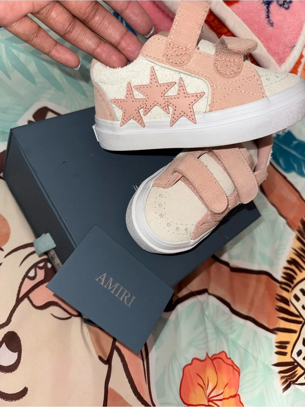 AMIRI Kids Pink & Cream Velcro Low-Top Sneakers